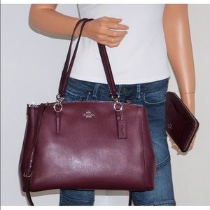 COACH CHRISTIE CARRYALL IN CROSSGRAIN LEATHER with MATCHING WALLET